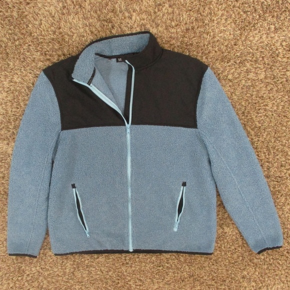 Under Armour Jacket Men's Large Blue Black Golf Fleece Zip Fuzzy Soft Sweatshirt - Picture 1 of 7